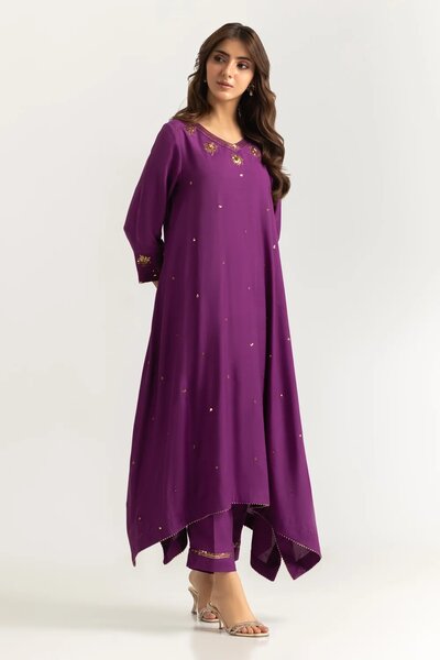 Viscose Raw Silk Embroidered Co-Ord Set