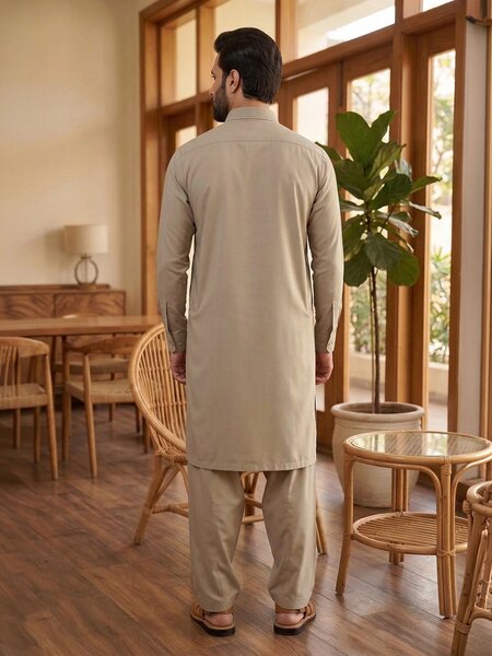 Khaki Designer Shalwar Kameez (SK-669)
