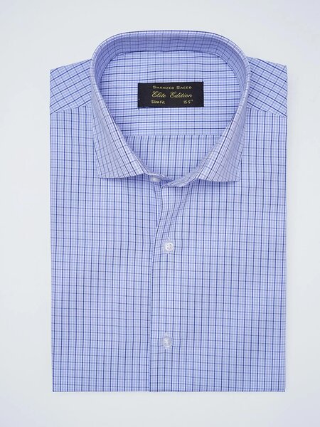 Blue Checkered, Elite Edition, Cutaway Collar Men’s Formal Shirt (FS-2962)