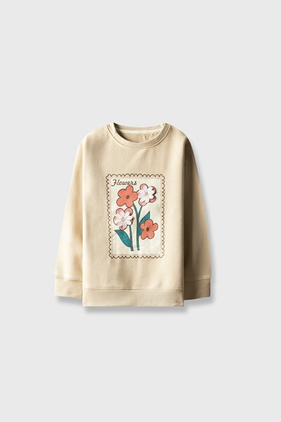 Girls Floral Frame Fleece Sweatshirt