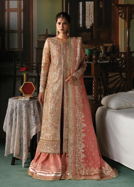 Shehnai by Afrozeh Unstitched Hand work Tissue Zari 3 Piece Suit AF26USW Aabroo AFR-0151 - Wedding Collection