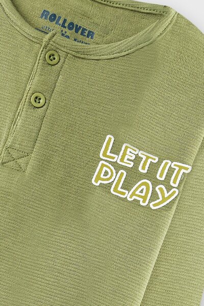 Boys Olive Play Henley Tee