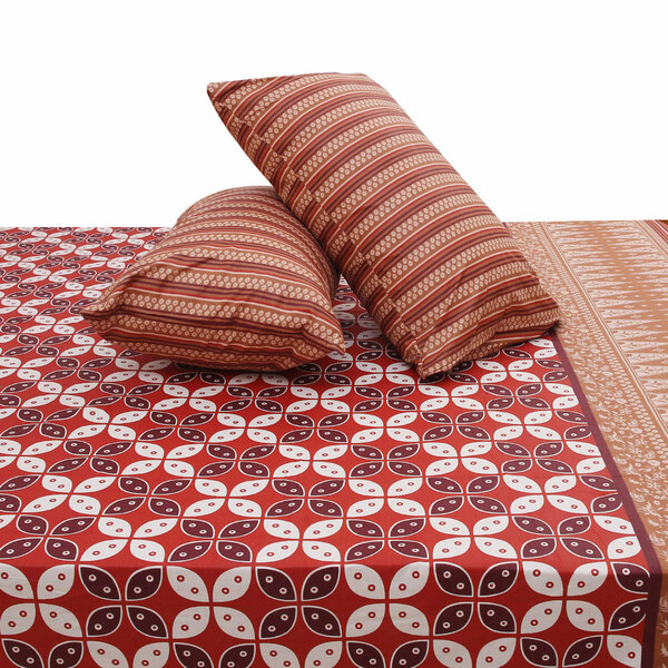 Red Checkered Double Bed Sheet 94x98"