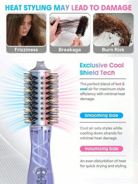 Shein Sheglam - HAIR Cool Shield Blowout Brush Pro,2.8"/72mm Hot & Cool Air Blow Dryer Brush