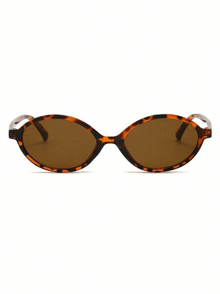 Shein - 1 Pair Women s Leopard Print Oval PC Frame Vintage Fashion Glasses