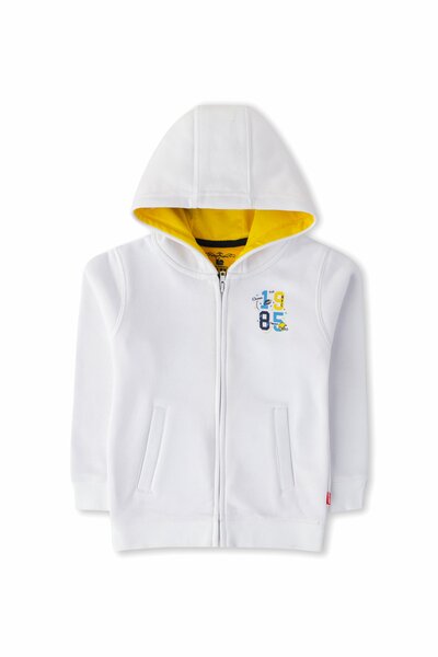 Boys Atheletic White Fleece Hoodie