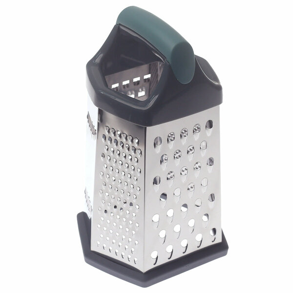 6-Sided Stainless Steel Grater with Ergonomic Soft Grip Handle