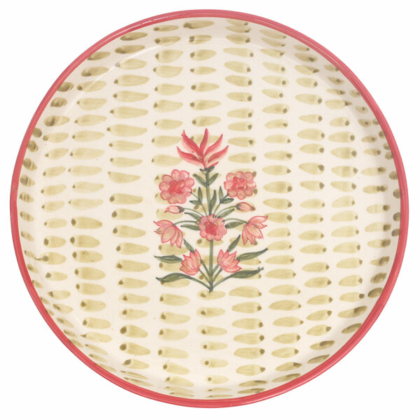 Textured Motif Platter 12" T – Hand-Painted Ceramic Serveware