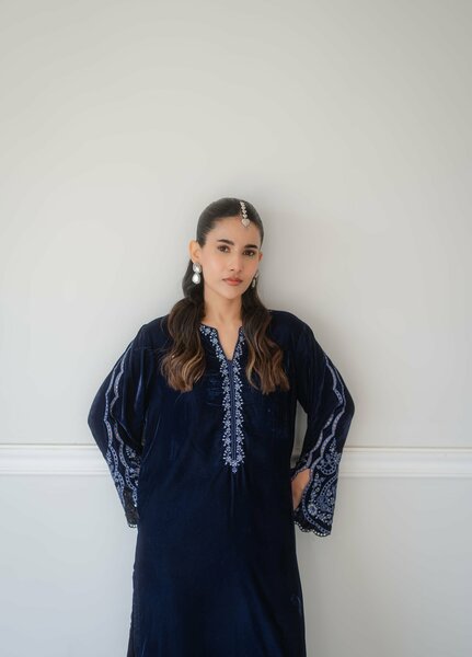 Atelier Velours by Rashid Textiles RTW Embroidered Velvet 3 Piece Suit RT26RAV Midnight - Festive Collection