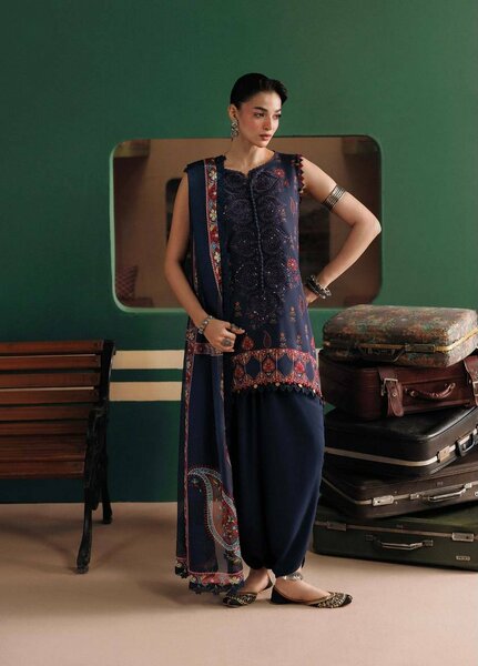 M Basics by Maria B Unstitched Embroidered Khaddar 3 Piece Suit MB26UMK MB-CUSV15 9A - Winter Collection