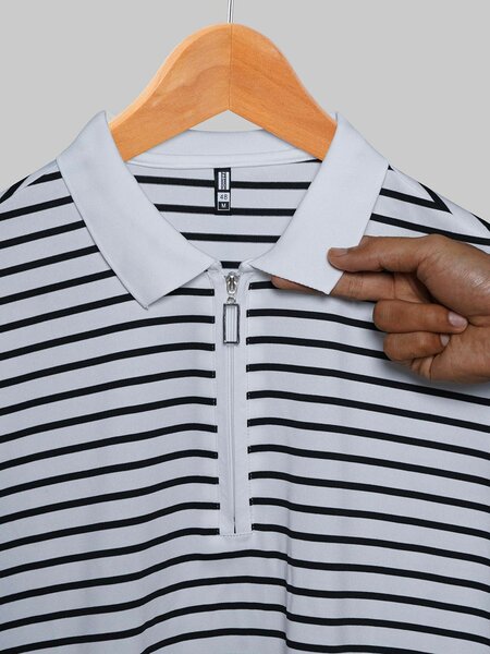 White & Black Yarn Dyed Polo T-Shirt (POLO-1255)