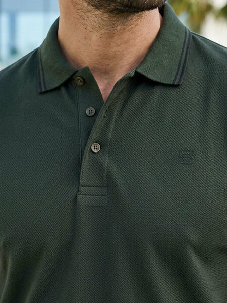 Dark Green Contrast Tipping Polo T-Shirt (POLO-1280)