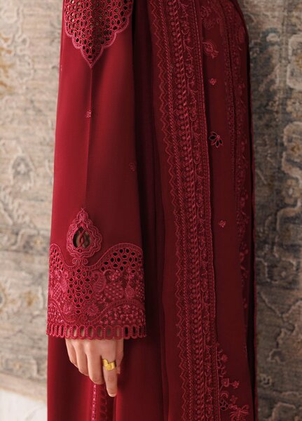 Q line by Qalamkar Unstitched Embroidered Slub Linen 3 Piece Suit QLK26UQL Neirah QLW-08 - Winter Collection