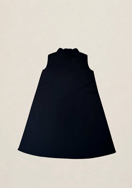 Notte | Black cotton dress with hand-embroidered bow details