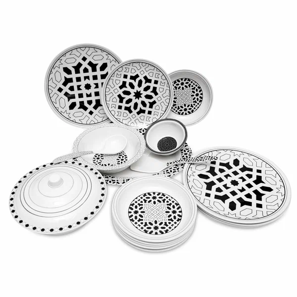 Dinner Set Geometric Black
