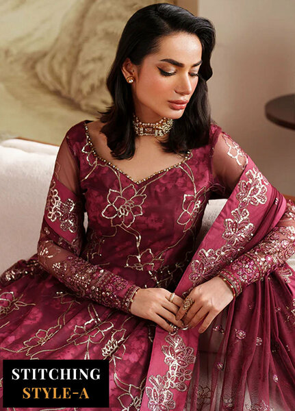Zarif Embroidered Net Suits Unstitched 3 Piece ZR25UF ZRF-ZPE-07 Falek - Formals Collection