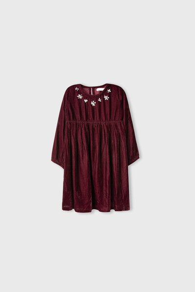 Crimson Luxe Embellished Velvet Dress