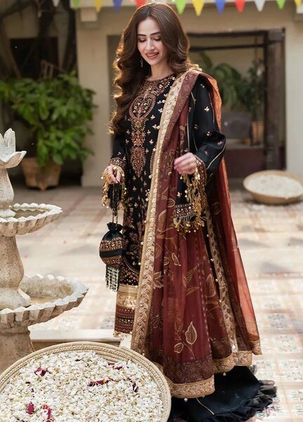 Shan e Festive by Salitex Embroidered Khaddi Net Suits Unstitched 3 Piece SUNW6NO025UT - Festive Collection
