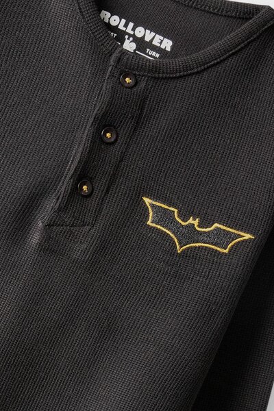 Boys Black Crest Waffle Tee