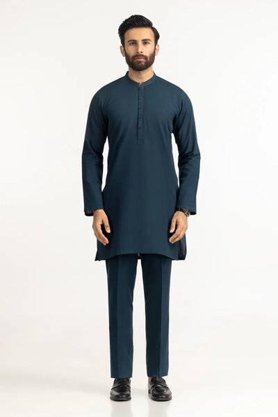 Short Length Kameez with Slim Straight Trouser Suit