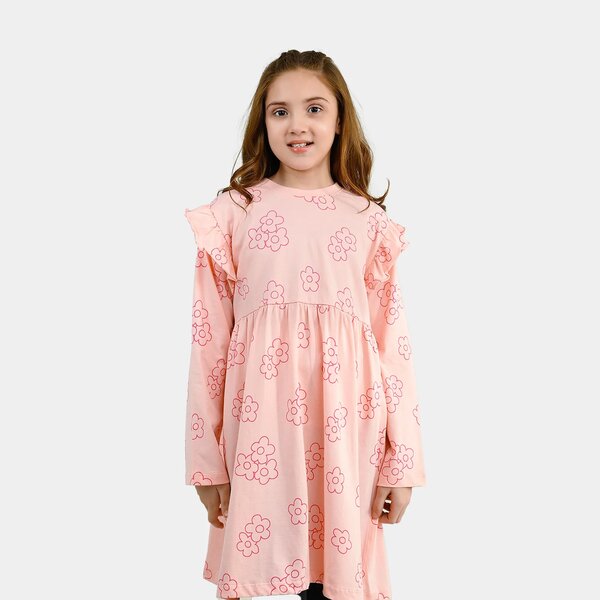 Girls Cotton Jersey Frock Floral Pattern