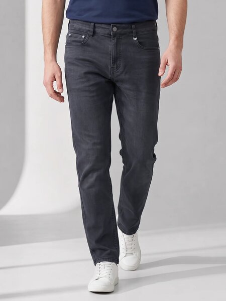 Dark Grey Straight Fit Imported Jeans 67