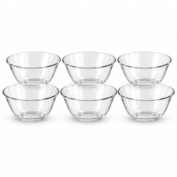 Medium Glass Bowl Set – 6 Pieces | 168 MM