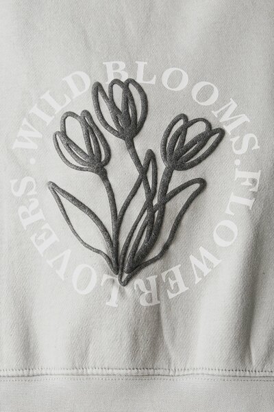 Girls Wild Bloom Gray Fleece Sweatshirt