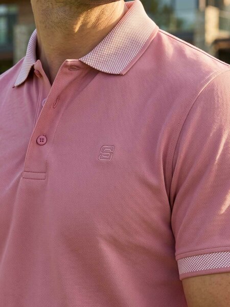 Tea Pink Jacquard  Polo T-Shirt (POLO-1251)