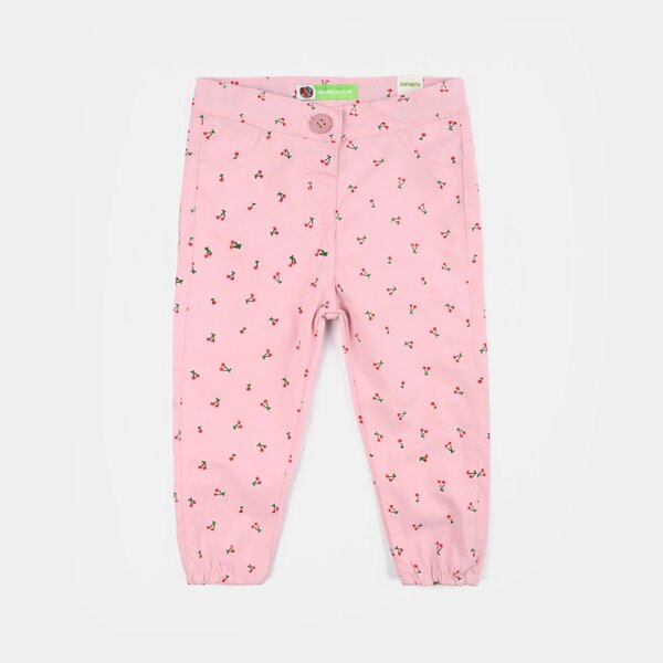 Infant Girls Cotton Twill Pants - Cherry/Pink