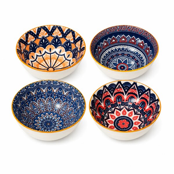 4-Piece Printed Ceramic Bowl Set
