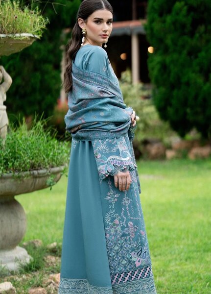 Serenity by Florent Unstitched Embroidered Marina Twill 3 Piece Suit FL26USF Hazel - Festive Collection