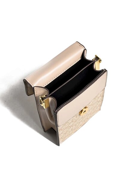 Shein - Women's Mini Vintage Letter Print Cell Phone Purse Chain Crossbody Bag