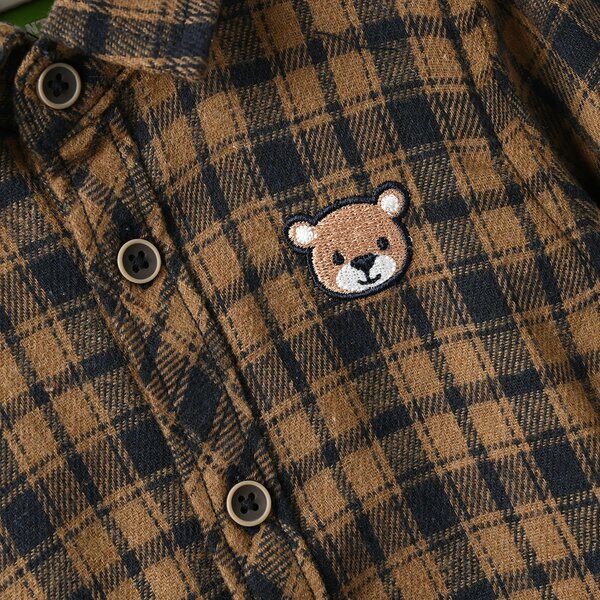 Infant Boys Flannel Shirt (Bear) - Brown