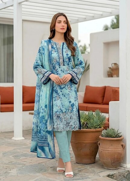 Komal by Lakhany Unstitched Embroidered Lawn 3 Piece Suit LSM26ULK LG-RL-0464 - Summer Collection
