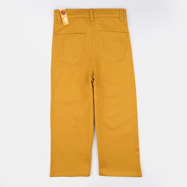 Girls Cotton Twill Woven Pants Eyelets – Mustard