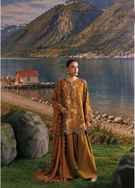 M Basics by Maria B Unstitched Printed Khaddar 3 Piece Suit MB26UMK MB-CUSV15 8A - Winter Collection