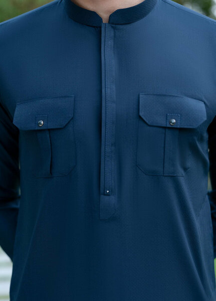 Stylish Garments Mens RTW Solids Wash N Wear Kurta Shalwar Suit Dark Gray Casual Collection