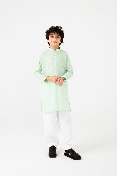 Boys Pistachio Green Cotton Kurta