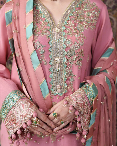 Mahenoor by Roheenaz Unstitched Embroidered Raw Silk 3 Piece Suit RN26UMR Pari Rukh RUNES260102 - Festive Collection