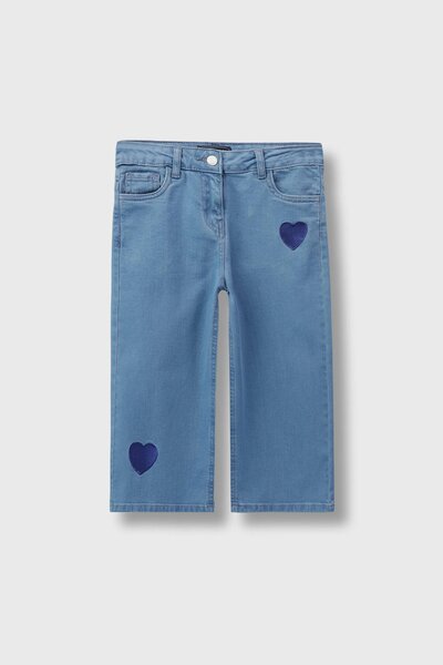 Girls Emboidered Wide Leg Jeans