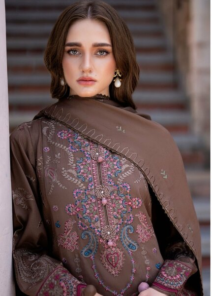 Serenity by Florent Unstitched Embroidered Marina Twill 3 Piece Suit FL26USF Tara - Festive Collection