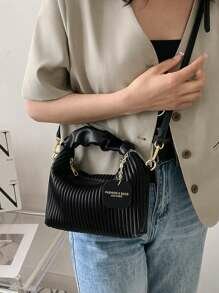 Shein- Fashionable Minimalist Wrinkled Woven PU Zipper Handbag