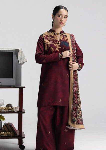 Coco by Zara Shahjahan Unstitched Printed Linen 3 Piece Suit CZ26UPL Iris 8A - Casual Collection