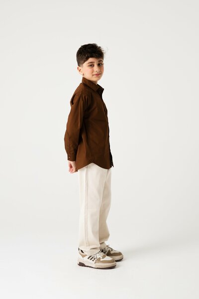 Boys Wooden Brown Casual Shirt