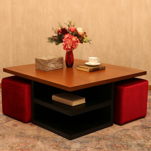 Bernard Center Table with two Poufs