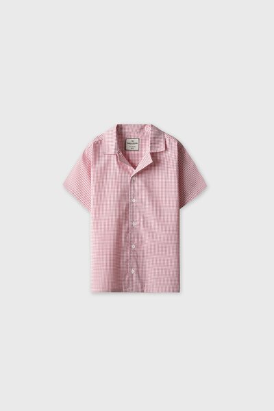 Boys Smart Red Checkered Shirt