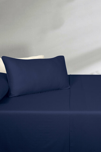Blue Cube Dobby Bed Sheet Set