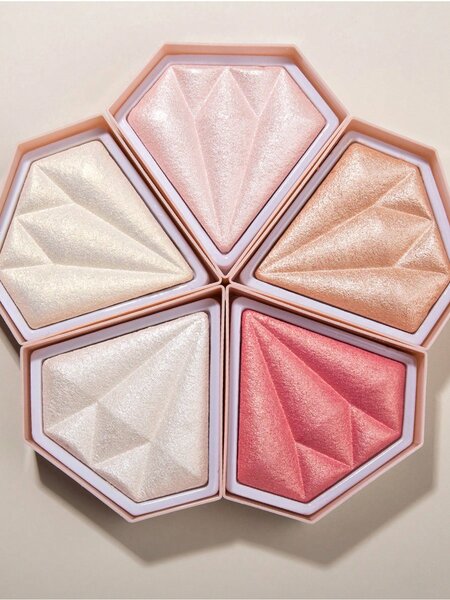 Shein - Diamond Shaped Powder Highlighter, 1Pc Long-Wearing Brightening Highlighter Contour Makeup Palette Brighten Natural Contouring - Champagne