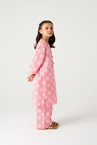 Delighted Pink Printed Kurta Set - 2pc